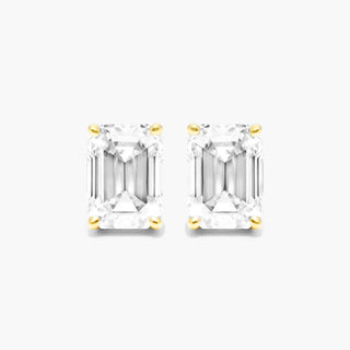 14K Yellow Gold Emerald Cut Lab Created Diamond Stud Earrings (2.00 CTW - F-G / VS2-SI1)