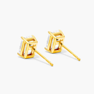 14K Yellow Gold Emerald Cut Lab Created Diamond Stud Earrings (2.00 CTW - F-G / VS2-SI1)