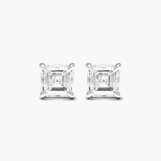 Platinum Asscher Cut Diamond Stud Earrings (0.25 CTW - H-I / SI1-SI2)