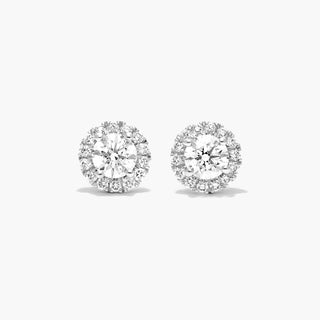 Platinum Halo Diamond Stud Earrings (1.25 CTW - H-I / SI1-SI2)