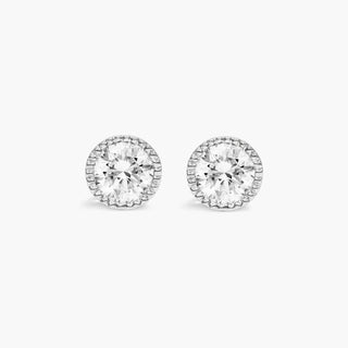 Platinum Milgrain Bezel Diamond Stud Earrings (0.25 CTW - H-I / SI1-SI2)