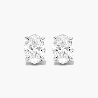 Platinum Oval Shape Diamond Stud Earrings (2.00 CTW - H-I / SI1-SI2)