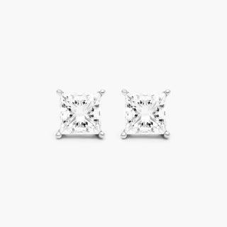 Platinum Princess Cut Diamond Stud Earrings (2.00 CTW - H-I / SI1-SI2)