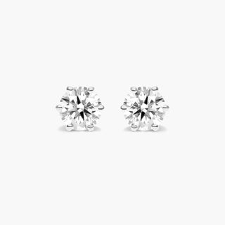 Platinum Six Prong Wire Basket Diamond Stud Earrings (0.25 CTW - H-I / SI1-SI2)