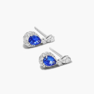 14K White Gold Regal Drop Sapphire Earrings