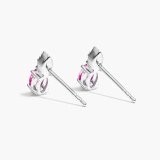 14K White Gold Ruby And Diamond Earring