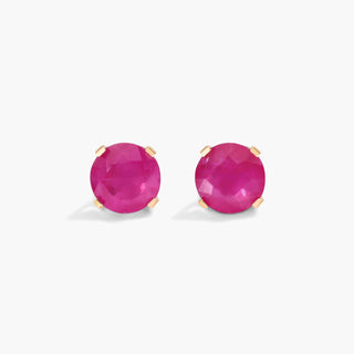 14K Yellow Gold Ruby Birthstone Earrings