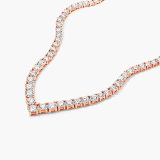 14K Rose Gold Chevron Lab-Created Diamond Tennis Necklace