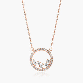 14K Rose Gold Diamond Scatter Round Necklace