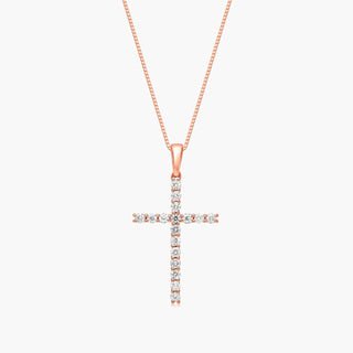 14K Rose Gold Lab-Created Diamond Cross Pendant