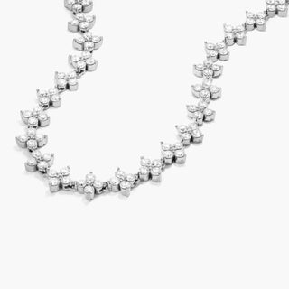 14K White Gold Blossom Lab Created Diamond Tennis Necklace