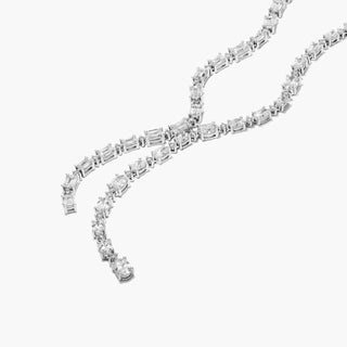 14K White Gold Cascading Lab-Created Diamond Lariat Necklace