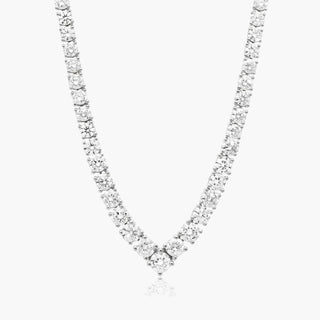 14K White Gold Chevron Lab-Created Diamond Tennis Necklace