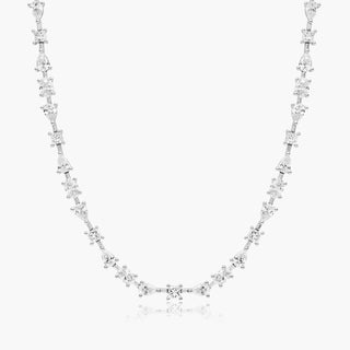 14K White Gold Fancy Array Lab-Created Diamond Tennis Necklace