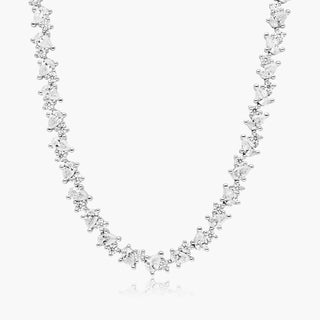 14K White Gold Fancy Mélange Lab-Created Diamond Tennis Necklace