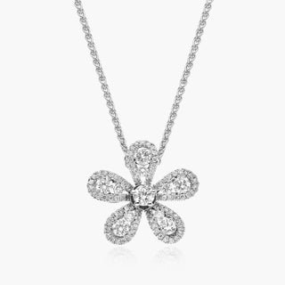 14K White Gold Jasmine Flower Diamond Pendant