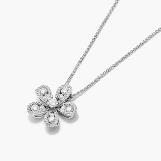 14K White Gold Jasmine Flower Diamond Pendant