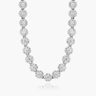 14K White Gold Lab-Created Diamond Peony Tennis Necklace