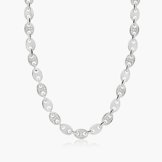 14K White Gold Mariner Chain Lab-Created Diamond Necklace