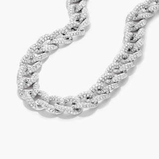 14K White Gold Pavé Diamond Curb Chain Necklace