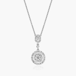 14K White Gold Round Composite Diamond Necklace