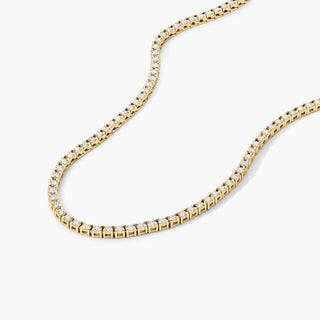 14K Yellow Gold 18 Inch Straight Diamond Tennis Necklace (3.00 CTW - H-I / SI1-SI2)