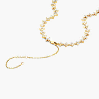 14K Yellow Gold Blossom Lab Created Diamond Tennis Necklace