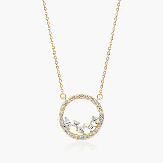 14K Yellow Gold Diamond Scatter Round Necklace