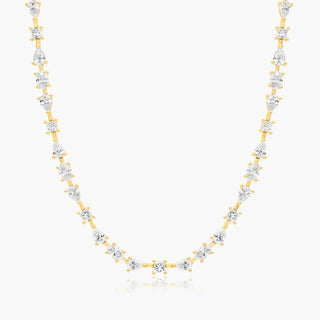 14K Yellow Gold Fancy Array Lab-Created Diamond Tennis Necklace