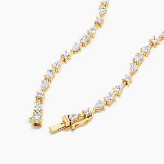 14K Yellow Gold Fancy Array Lab-Created Diamond Tennis Necklace