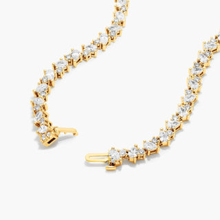 14K Yellow Gold Fancy Mélange Lab-Created Diamond Tennis Necklace