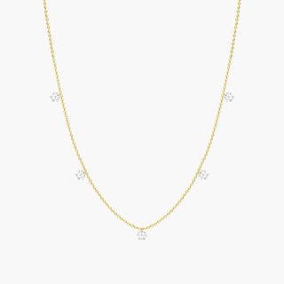 14K Yellow Gold Five Pierced Diamond Specks Necklace By Brevani