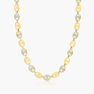 14K Yellow Gold Mariner Chain Lab-Created Diamond Necklace