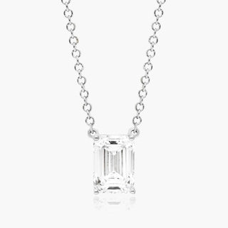 Platinum Emerald Cut Diamond Solitaire Pendant (0.25 CTW - H-I / SI1-SI2)