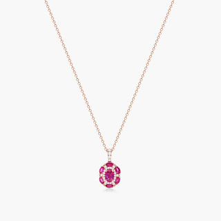 14K Rose Gold Imperial Ruby And Diamond Necklace