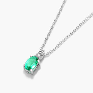 14K White Gold Emerald And Diamond Necklace