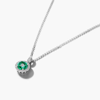 14K White Gold Marquise Emerald And Diamond Pendant