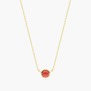 14K Yellow Gold Beaded Garnet Necklace