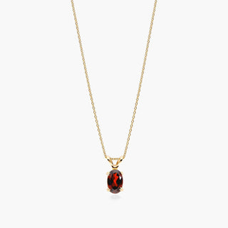 14K Yellow Gold Oval Garnet Birthstone Necklace