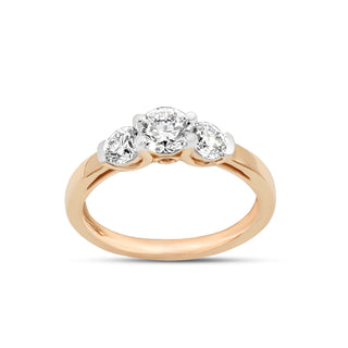 Luxury three-stone engagement ring crafted in Florida