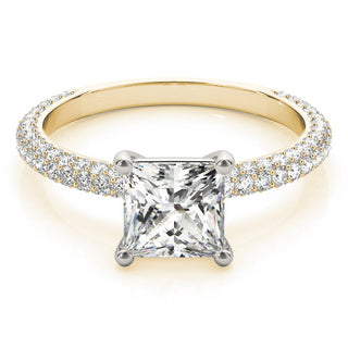 PAVE ENGAGEMENT RING WITH PRINCESS CUT HEAD