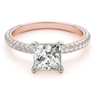 PAVE ENGAGEMENT RING WITH PRINCESS CUT HEAD