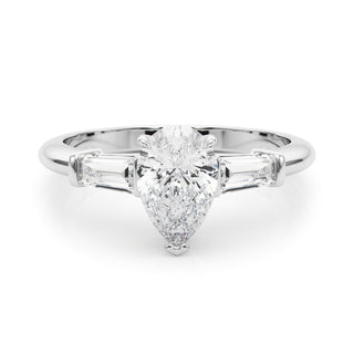 3 STONE RING PEAR CENTER TAPER BAGUETTE SIDES