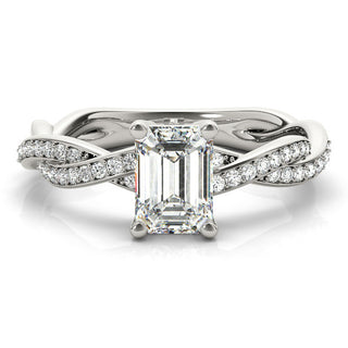 EMERALD CUT RING WITH BRAIDED SHANK