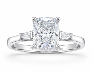 Cushion Cut Three Stone Engagement Ring Center