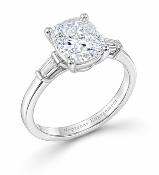 Cushion Cut Three Stone Engagement Ring Center
