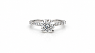 Pavé Band Cushion Cut Diamond Engagement Ring