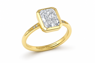 Oval Cut Diamond Engagement Ring – Three Stone Halo, 18K White Gold