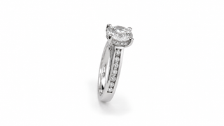 Pavé Band Pear Cut Diamond Engagement Ring