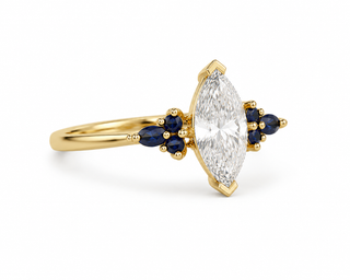 Sapphire Accent Marquise Diamond Engagement Ring